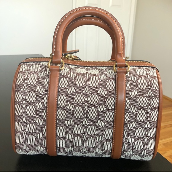 COACH Ruby Satchel 25 Signature Jacquard in Burnished Amber $700 - Picture 13 of 16